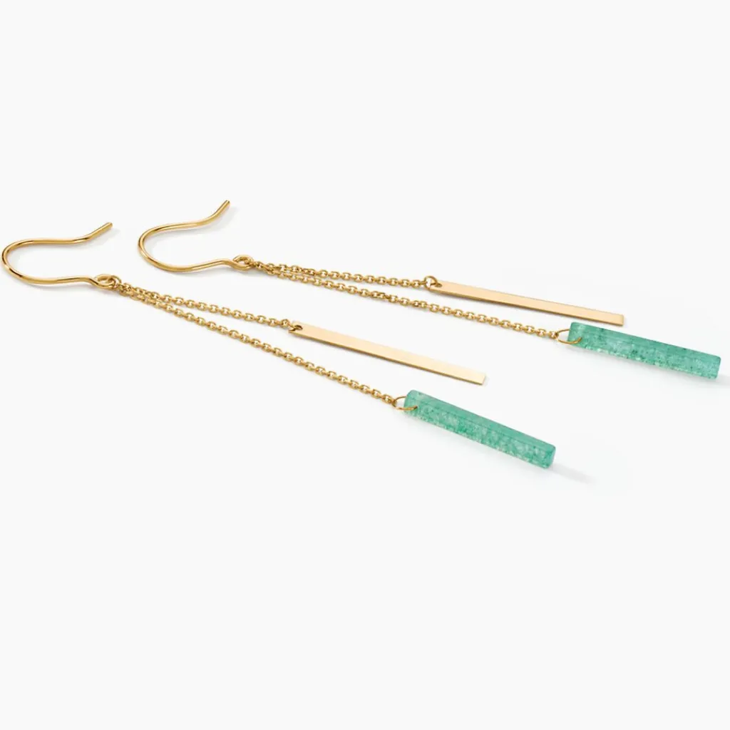 Histoire d'Or Boucles D'oreilles Pendantes Halcyone Or Jaune Aventurine or jaune aventurine vert Online