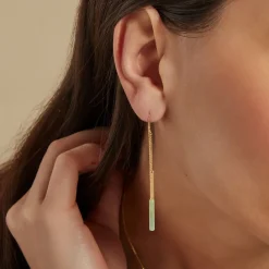 Histoire d'Or Boucles D'oreilles Pendantes Halcyone Or Jaune Aventurine or jaune aventurine vert Online