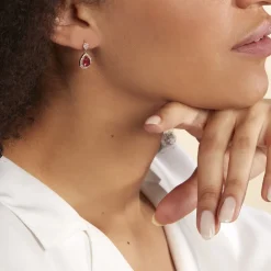 Histoire d'Or Boucles D'oreilles Pendantes Brigita Plaqué Or Pierre Et Oxyde plaqué or jaune pierre rouge Sale