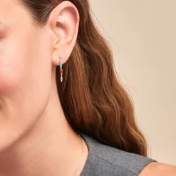 Histoire d'Or Boucles D'oreilles Pendantes Behati Argent Blanc Corail Turquoise