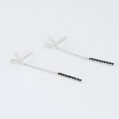 Histoire d'Or Boucles D'oreilles Pendantes Rachel Or Blanc Diamant New