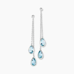 Histoire d'Or Boucles D'oreilles Pendantes Carlyn Or Blanc Topaze or blanc topaze bleu sky Sale