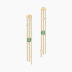Histoire d'Or Boucles D'oreilles Pendantes Mirage Or Jaune Malachite Discount