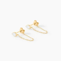 Histoire d'Or Boucles D'Oreilles Pendantes Ondée Or Jaune Nacre Clearance