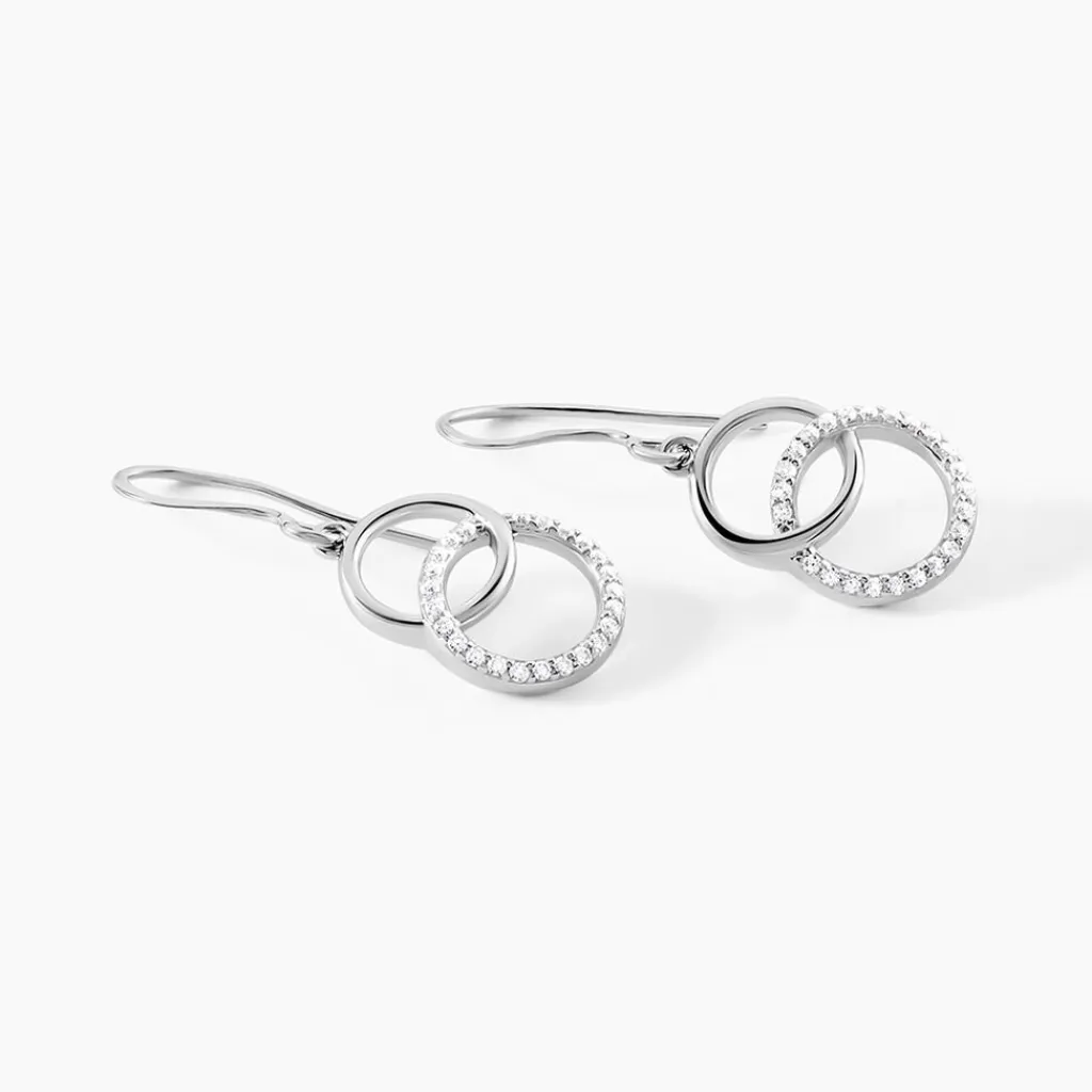 Histoire d'Or Boucles D'oreilles Pendantes Isabel Argent Blanc Oxyde De Zirconium