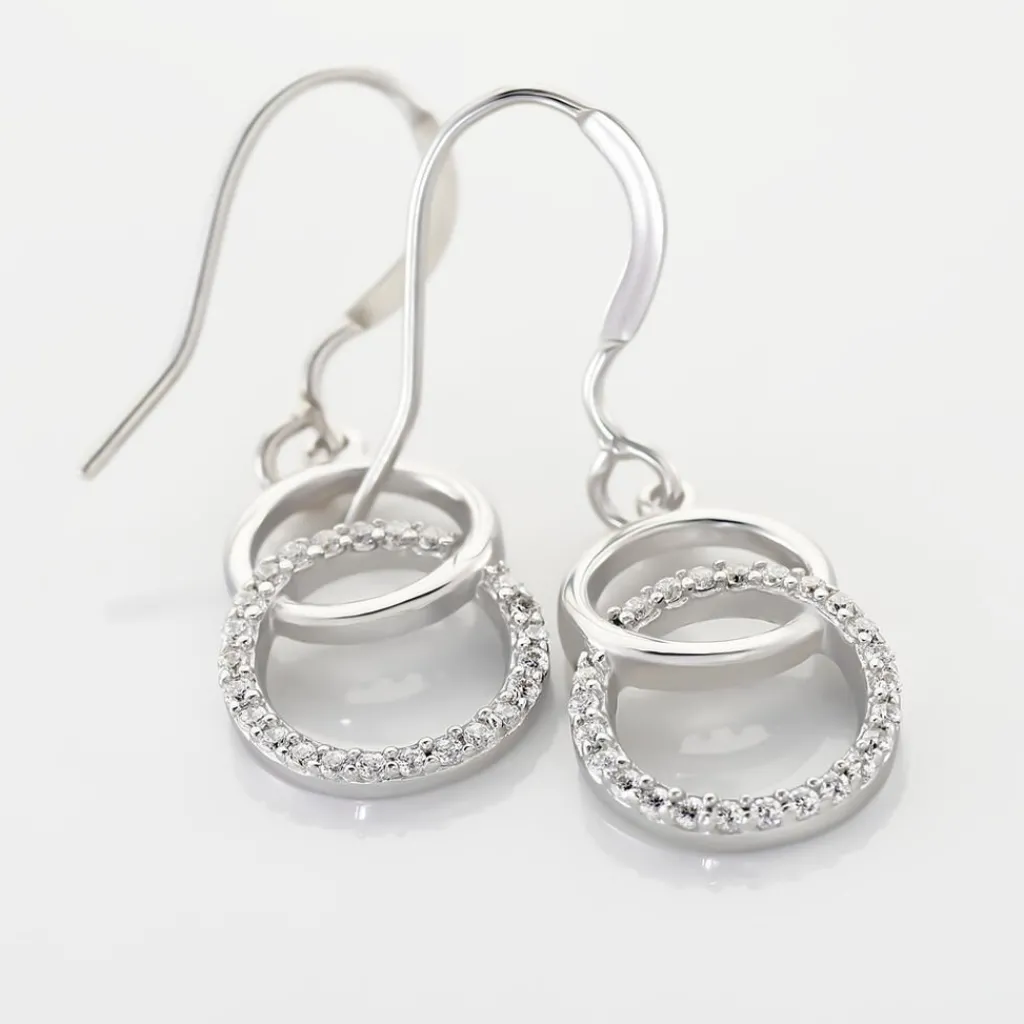 Histoire d'Or Boucles D'oreilles Pendantes Isabel Argent Blanc Oxyde De Zirconium