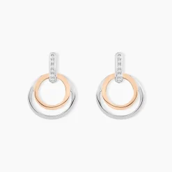 Histoire d'Or Boucles D'oreilles Pendantes Eloisia Or Bicolore Diamant Outlet