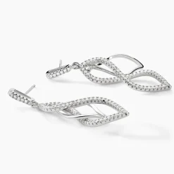 Histoire d'Or Boucles D'oreilles Pendantes Malika Argent Blanc Oxyde De Zirconium Sale