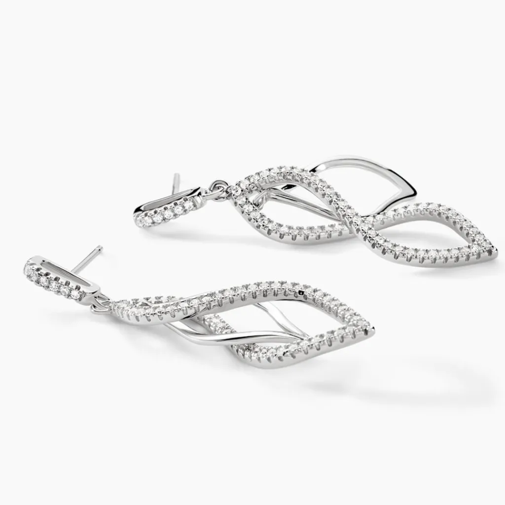 Histoire d'Or Boucles D'oreilles Pendantes Malika Argent Blanc Oxyde De Zirconium Sale