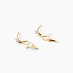 Histoire d'Or Boucles D'oreilles Pendantes Orientale Or Jaune Perle De Culture Clearance