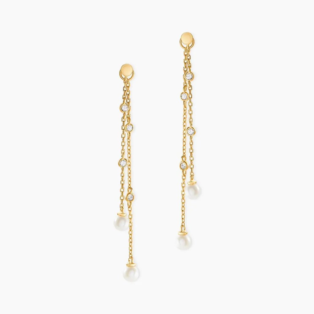 Histoire d'Or Boucles D'Oreilles Pendantes Jacaline Or Jaune Perle De Culture Oxyde De Zirconium Discount