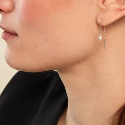 Histoire d'Or Boucles D'oreilles Pendantes Siem Argent Blanc Oxyde De Zirconium New