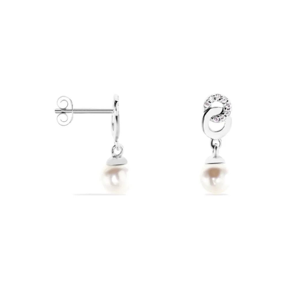 Histoire d'Or Boucles D'oreilles Pendantes Anilie Argent Blanc Perle D'imitation