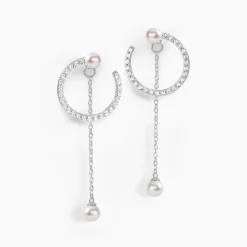Histoire d'Or Boucles D'oreilles Pendantes Lua Argent Blanc Oxyde Perle Best