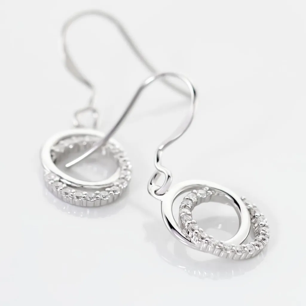 Histoire d'Or Boucles D'oreilles Pendantes Circus Argent Blanc Oxyde De Zirconium Best