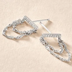 Histoire d'Or Boucles D'oreilles Pendantes Mircea Argent Blanc Oxyde De Zirconium Outlet