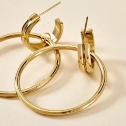 Histoire d'Or Boucles D'oreilles Pendantes Juhani Acier Jaune Online