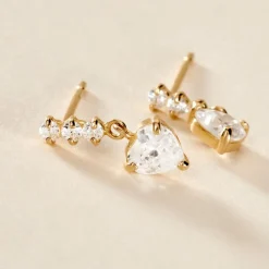 Histoire d'Or Boucles D'oreilles Pendantes Luminita Or Jaune Oxyde De Zirconium New