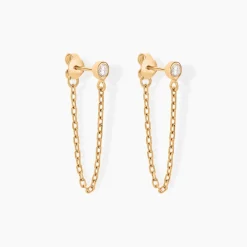 Histoire d'Or Boucles D'oreilles Pendantes Plaqué Or Lienard Oxydes De Zirconium Sale