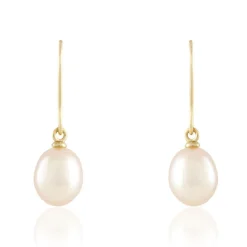 Histoire d'Or Boucles D'oreilles Pendantes Baroque Or Jaune Perle De Culture Sale