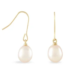 Histoire d'Or Boucles D'oreilles Pendantes Baroque Or Jaune Perle De Culture Sale