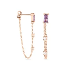 Histoire d'Or Boucles D'oreilles Pendantes Purple Mood Argent Rose Oxydes