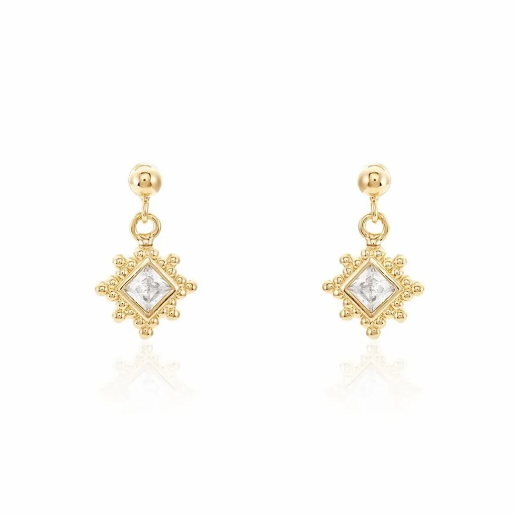 Histoire d'Or Boucles D'oreilles Pendantes Bobbie Plaqué Or Jaune Oxyde De Zirconium Discount