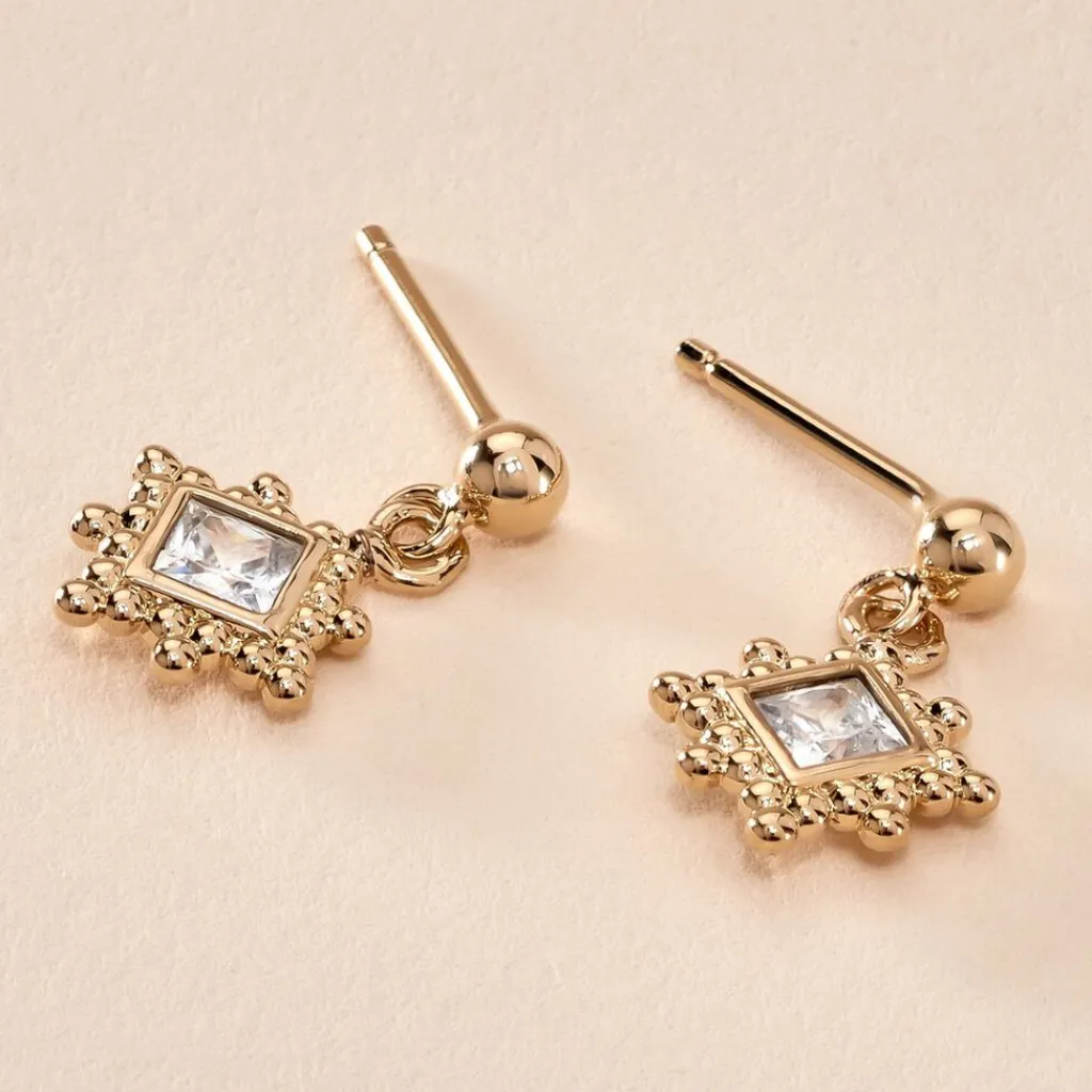 Histoire d'Or Boucles D'oreilles Pendantes Bobbie Plaqué Or Jaune Oxyde De Zirconium Discount
