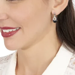 Histoire d'Or Boucles D'oreilles Pendantes Héléane Argent Blanc Céramique Et Oxyde Hot