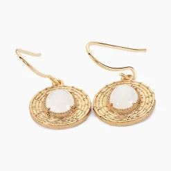 Histoire d'Or Boucles D'oreilles Pendantes Linna Plaqué Or Jaune Pierre De Lune Discount