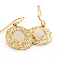 Histoire d'Or Boucles D'oreilles Pendantes Linna Plaqué Or Jaune Pierre De Lune Discount