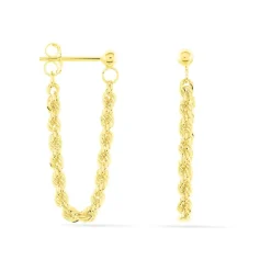 Histoire d'Or Boucles D'oreilles Pendantes Jerry Corde Or Jaune New