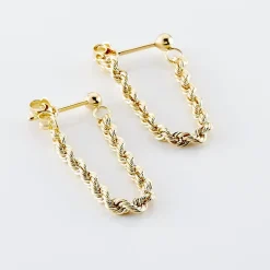 Histoire d'Or Boucles D'oreilles Pendantes Jerry Corde Or Jaune New