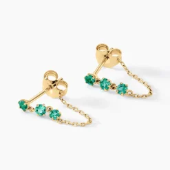 Histoire d'Or Boucles D'oreilles Pendantes Esmerald Rendez-vous Or Jaune Emeraude Sale