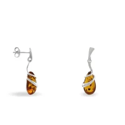 Histoire d'Or Boucles D'oreilles Pendantes Argent Blanc Melusine Ambre Sale