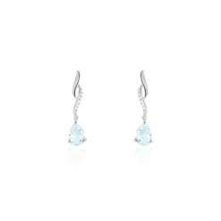 Histoire d'Or Boucles D'oreilles Pendantes Assaf Or Blanc Topaze Et Oxyde or blanc topaze bleue Best