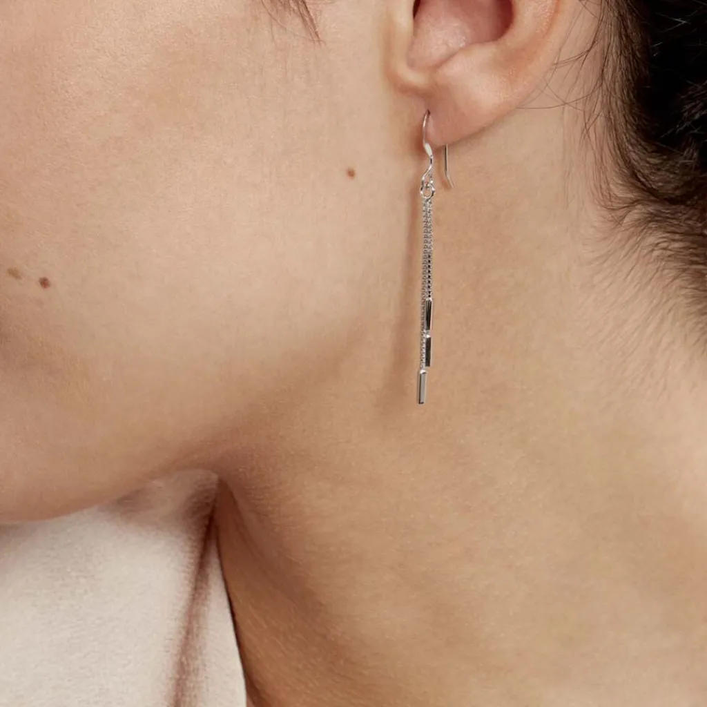 Histoire d'Or Boucles D'oreilles Pendantes Ginevra Argent Blanc New