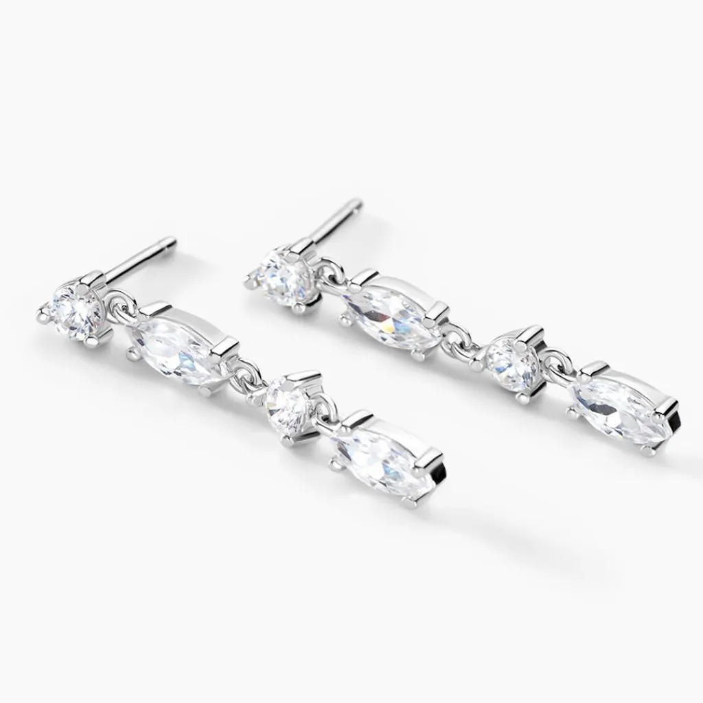Histoire d'Or Boucles D'oreilles Pendantes Argent Blanc Shiny Nights Oxyde Discount