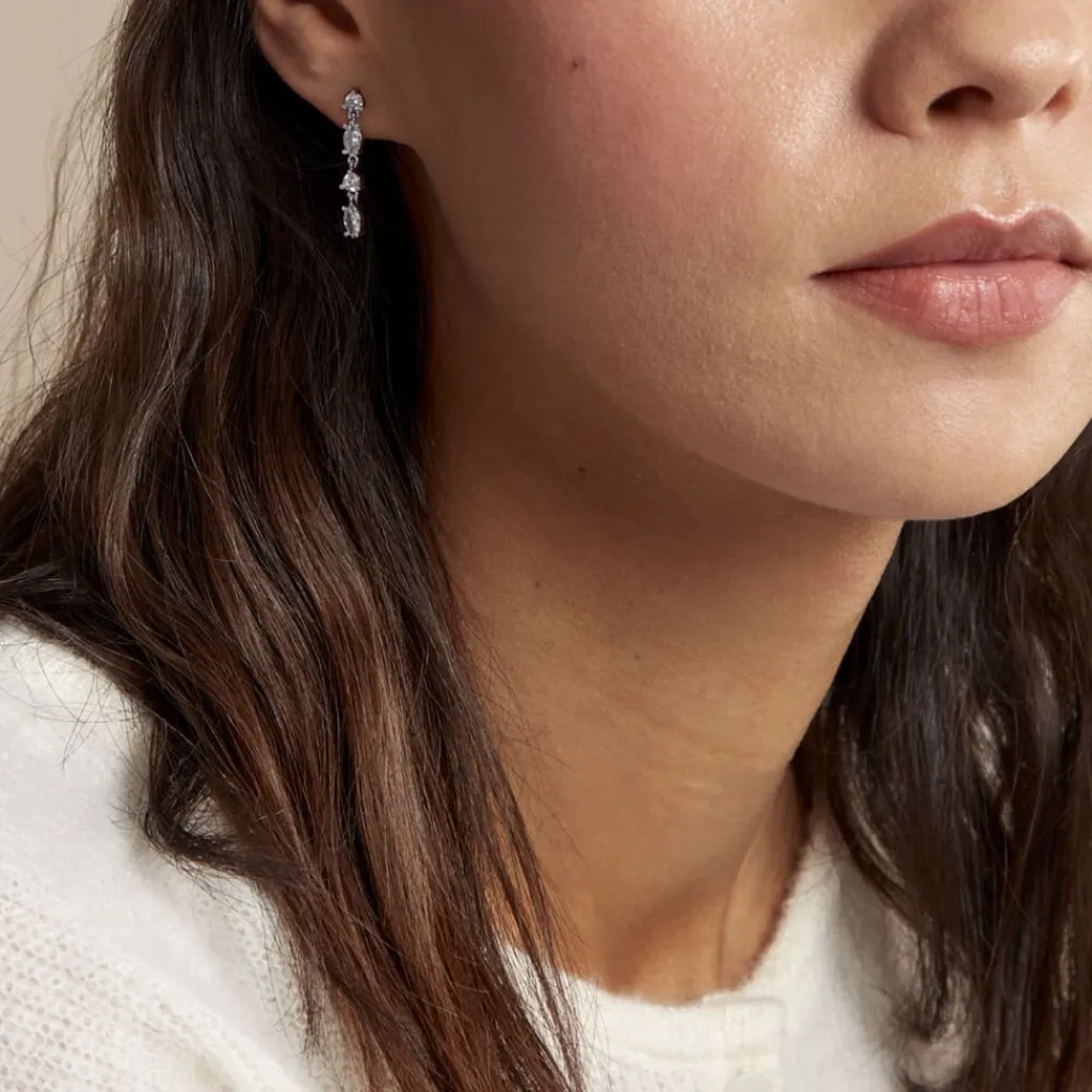 Histoire d'Or Boucles D'oreilles Pendantes Argent Blanc Shiny Nights Oxyde Discount