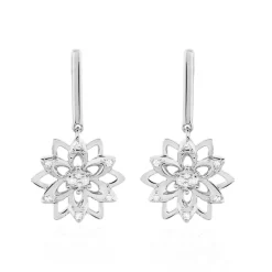 Histoire d'Or Boucles D'oreilles Pendantes Italane Or Blanc Diamant Sale