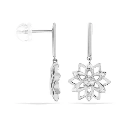 Histoire d'Or Boucles D'oreilles Pendantes Italane Or Blanc Diamant Sale