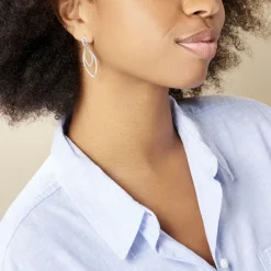 Histoire d'Or Boucles D'oreilles Pendantes Toupie Argent Blanc Clearance