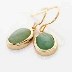 Histoire d'Or Boucles D'oreilles Pendantes Veina Plaqué Or Jaune Aventurine Clearance