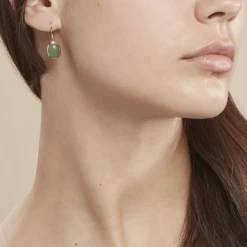 Histoire d'Or Boucles D'oreilles Pendantes Veina Plaqué Or Jaune Aventurine Clearance