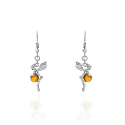 Histoire d'Or Boucles D'oreilles Pendantes Argent Blanc Abellia Ambre Best