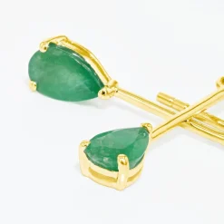 Histoire d'Or Boucles D'oreilles Pendantes Goutte or jaune emeraude Clearance