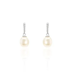 Histoire d'Or Boucles D'oreilles Pendantes Coria Argent Perle De Culture Et Oxyde Sale