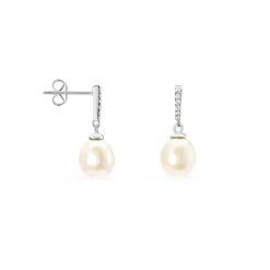 Histoire d'Or Boucles D'oreilles Pendantes Coria Argent  Perle De Culture Et Oxyde Sale