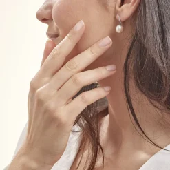 Histoire d'Or Boucles D'oreilles Pendantes Coria Argent  Perle De Culture Et Oxyde Sale