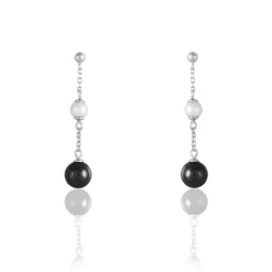 Histoire d'Or Boucles D'oreilles Pendantes Lucia Cera Argent Blanc Perle De Culture New